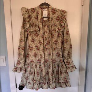 TCEC Floral Long Sleeve Dress with Ruffles